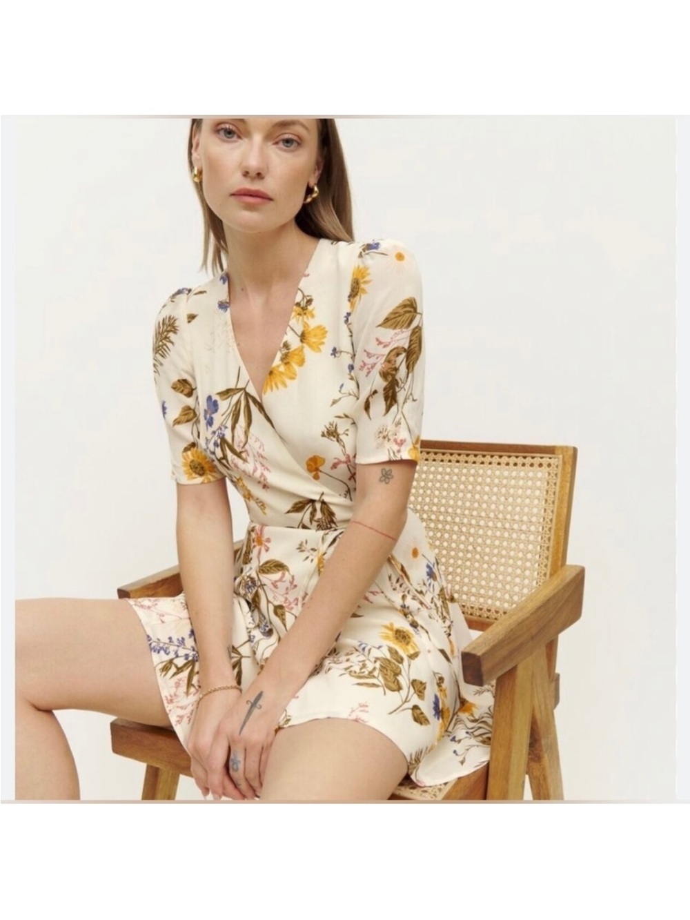 Reformation floral mini boho wrap dress NEW